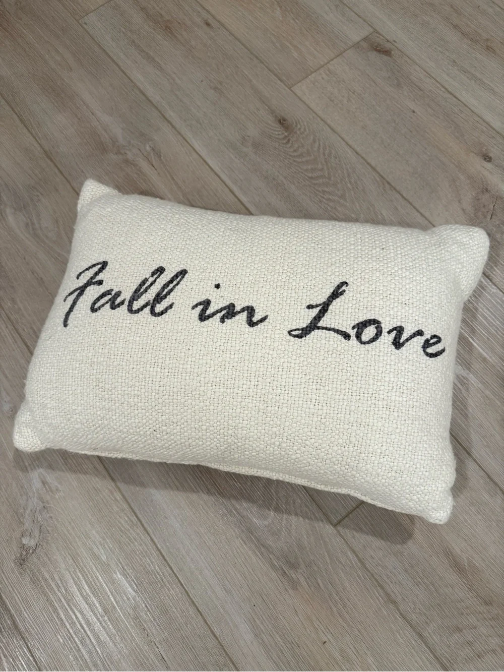 Ivory & Grey “Fall in Love” Decorative Pillow
